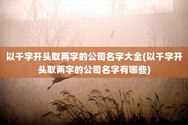以千字开头取两字的公司名字大全(以千字开头取两字的公司名字有哪些)