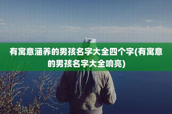 有寓意涵养的男孩名字大全四个字(有寓意的男孩名字大全响亮)