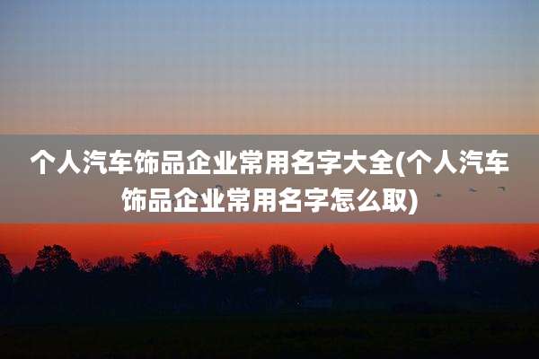 个人汽车饰品企业常用名字大全(个人汽车饰品企业常用名字怎么取)