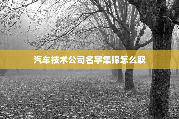 汽车技术公司名字集锦怎么取