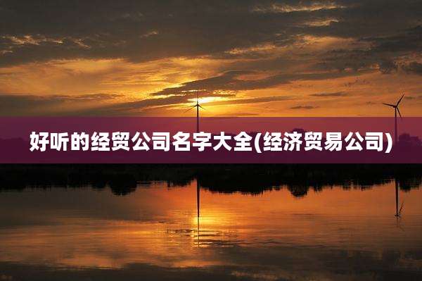好听的经贸公司名字大全(经济贸易公司)