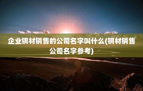 企业钢材销售的公司名字叫什么(钢材销售公司名字参考)