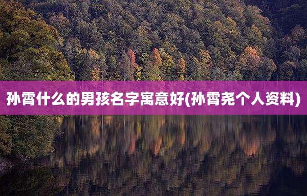 孙霄什么的男孩名字寓意好(孙霄尧个人资料)