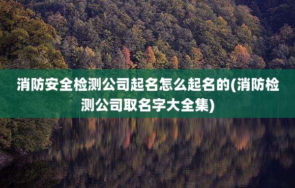 消防安全检测公司起名怎么起名的(消防检测公司取名字大全集)