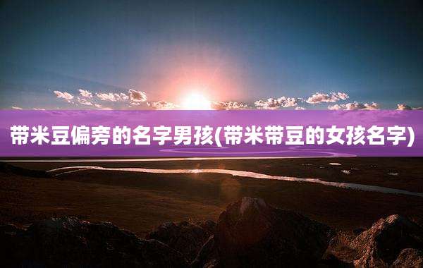 带米豆偏旁的名字男孩(带米带豆的女孩名字)