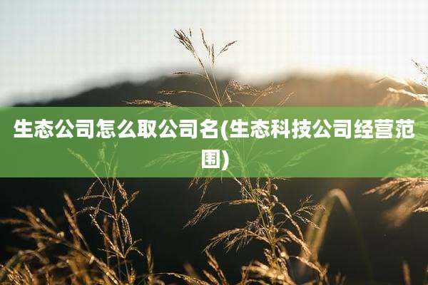 生态公司怎么取公司名(生态科技公司经营范围)