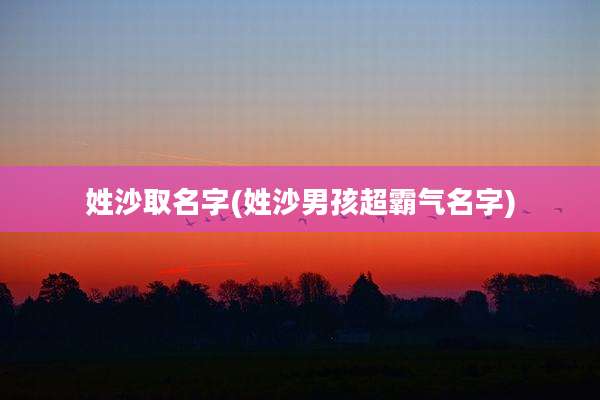 姓沙取名字(姓沙男孩超霸气名字)