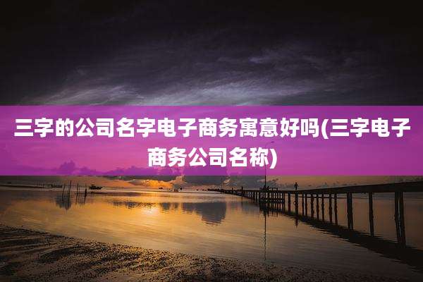 三字的公司名字电子商务寓意好吗(三字电子商务公司名称)