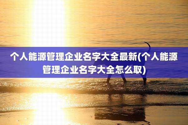 个人能源管理企业名字大全最新(个人能源管理企业名字大全怎么取)