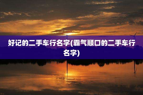 好记的二手车行名字(霸气顺口的二手车行名字)