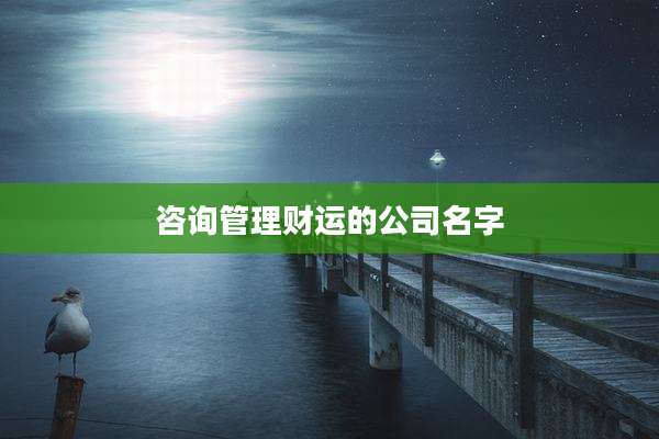 咨询管理财运的公司名字