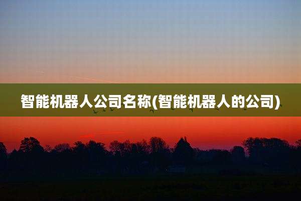 智能机器人公司名称(智能机器人的公司)