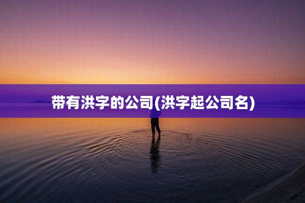 带有洪字的公司(洪字起公司名)