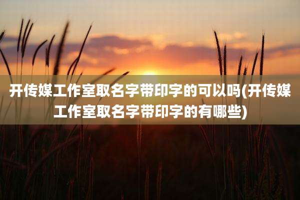 开传媒工作室取名字带印字的可以吗(开传媒工作室取名字带印字的有哪些)