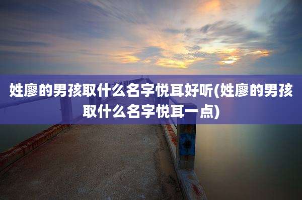 姓廖的男孩取什么名字悦耳好听(姓廖的男孩取什么名字悦耳一点)