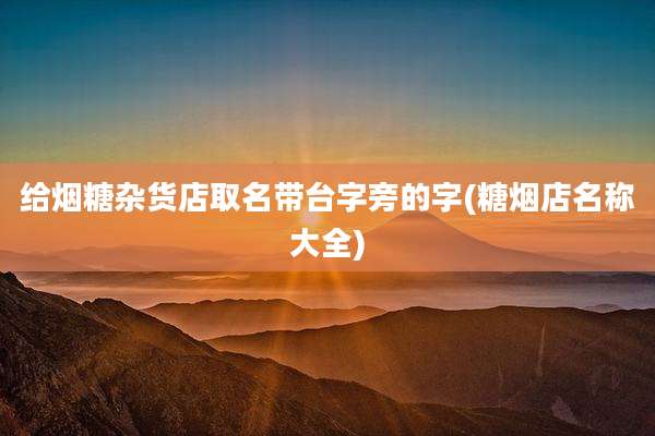 给烟糖杂货店取名带台字旁的字(糖烟店名称大全)