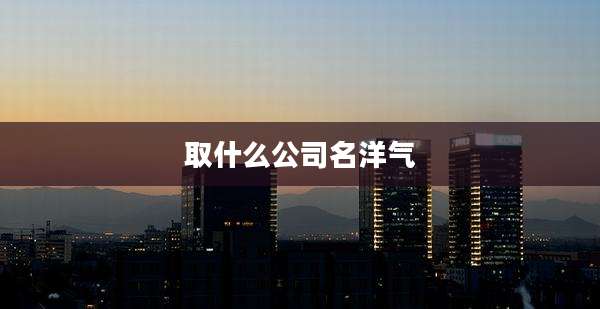 取什么公司名洋气