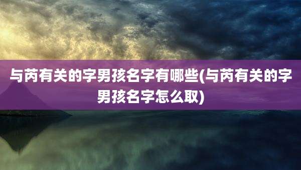 与芮有关的字男孩名字有哪些(与芮有关的字男孩名字怎么取)