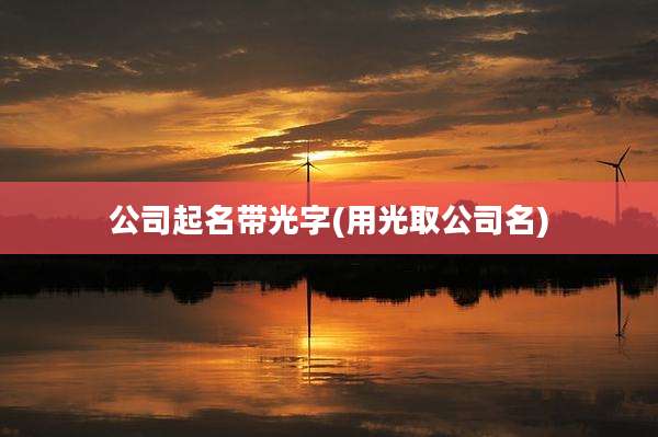 公司起名带光字(用光取公司名)