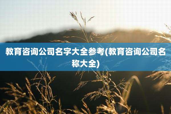 教育咨询公司名字大全参考(教育咨询公司名称大全)