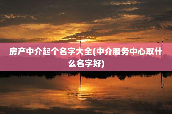 房产中介起个名字大全(中介服务中心取什么名字好)