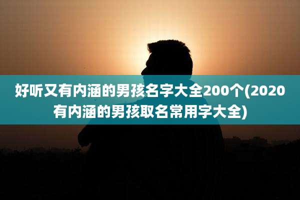 好听又有内涵的男孩名字大全200个(2020有内涵的男孩取名常用字大全)
