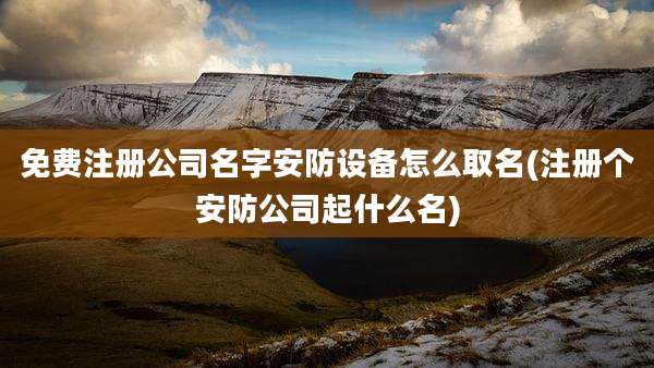 免费注册公司名字安防设备怎么取名(注册个安防公司起什么名)