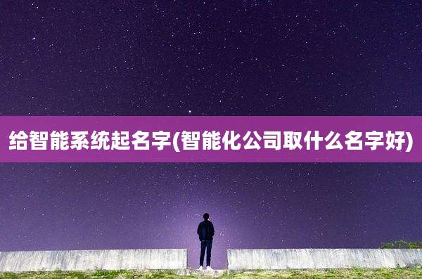 给智能系统起名字(智能化公司取什么名字好)