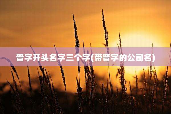 晋字开头名字三个字(带晋字的公司名)