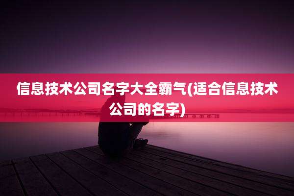 信息技术公司名字大全霸气(适合信息技术公司的名字)