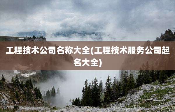 工程技术公司名称大全(工程技术服务公司起名大全)