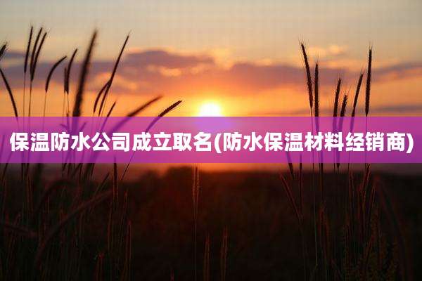 保温防水公司成立取名(防水保温材料经销商)