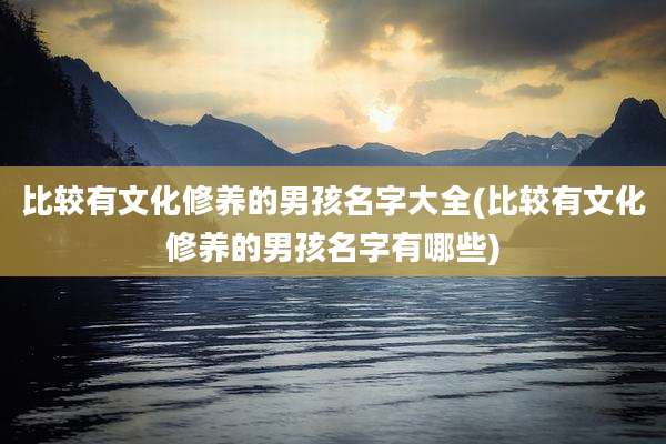 比较有文化修养的男孩名字大全(比较有文化修养的男孩名字有哪些)