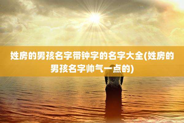姓房的男孩名字带钟字的名字大全(姓房的男孩名字帅气一点的)
