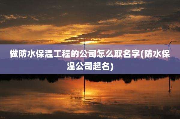 做防水保温工程的公司怎么取名字(防水保温公司起名)