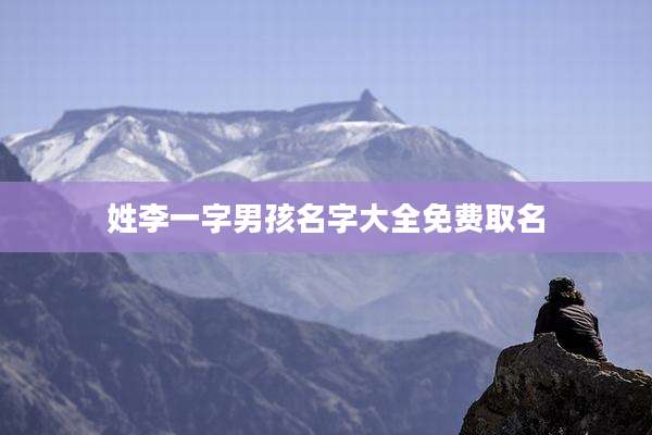 姓李一字男孩名字大全免费取名