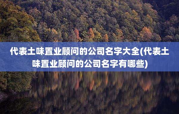代表土味置业顾问的公司名字大全(代表土味置业顾问的公司名字有哪些)