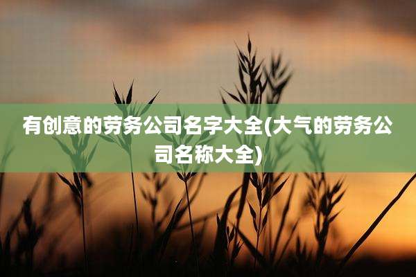 有创意的劳务公司名字大全(大气的劳务公司名称大全)