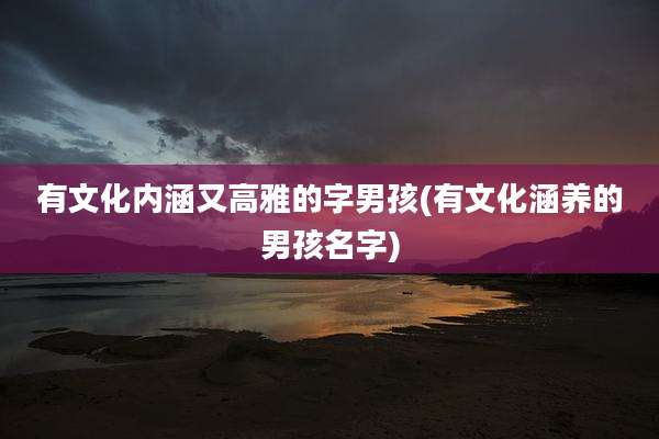 有文化内涵又高雅的字男孩(有文化涵养的男孩名字)