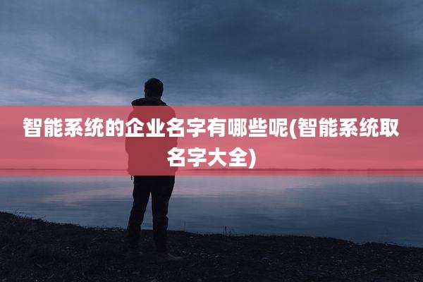 智能系统的企业名字有哪些呢(智能系统取名字大全)
