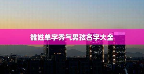 雒姓单字秀气男孩名字大全