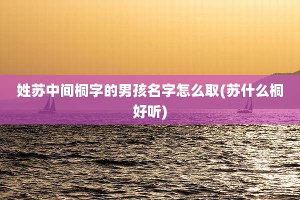 姓苏中间桐字的男孩名字怎么取(苏什么桐好听)