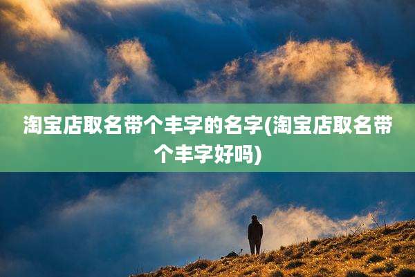 淘宝店取名带个丰字的名字(淘宝店取名带个丰字好吗)
