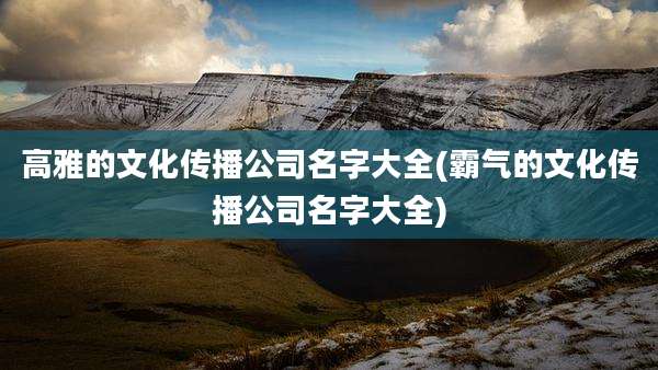 高雅的文化传播公司名字大全(霸气的文化传播公司名字大全)