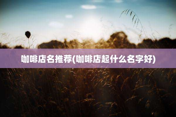 咖啡店名推荐(咖啡店起什么名字好)