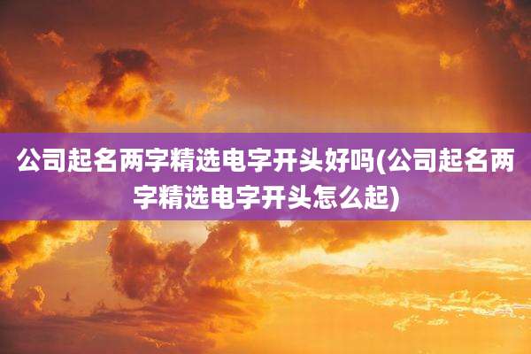 公司起名两字精选电字开头好吗(公司起名两字精选电字开头怎么起)