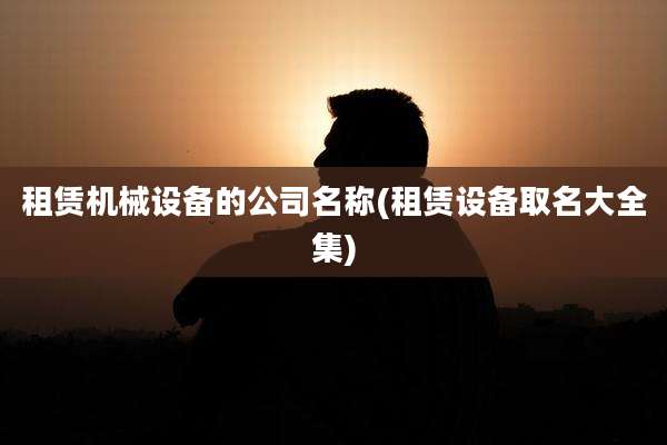 租赁机械设备的公司名称(租赁设备取名大全集)