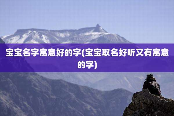宝宝名字寓意好的字(宝宝取名好听又有寓意的字)