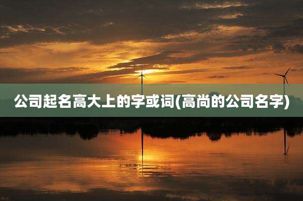 公司起名高大上的字或词(高尚的公司名字)