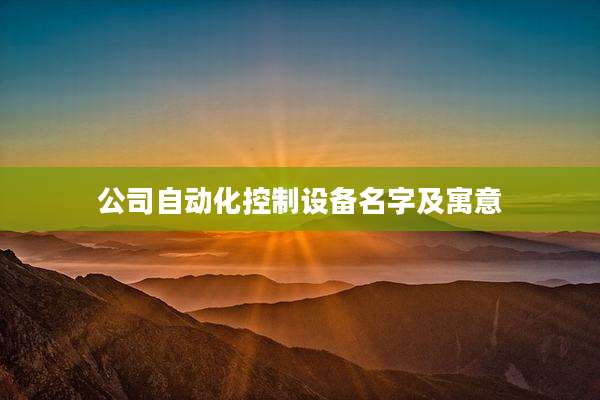 公司自动化控制设备名字及寓意